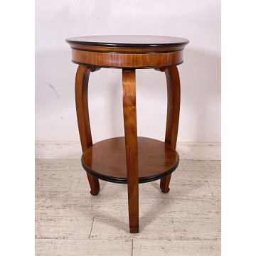 ANTICO TAVOLINO ROTONDO 2 RIPIANI BIEDERMEIER LEGNO NOCE PRIMI 1900 TAVOLO TABLE