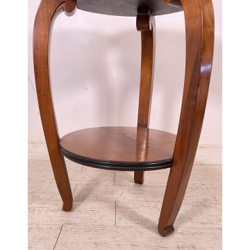 ANTICO TAVOLINO ROTONDO 2 RIPIANI BIEDERMEIER LEGNO NOCE PRIMI 1900 TAVOLO TABLE