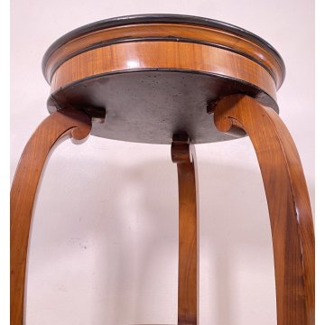 ANTICO TAVOLINO ROTONDO 2 RIPIANI BIEDERMEIER LEGNO NOCE PRIMI 1900 TAVOLO TABLE