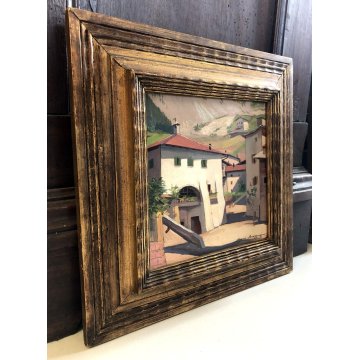 ANTICO QUADRO DIPINTO OLIO Mario Broggi PAESAGGIO MONTANO Molveno Trento 1931