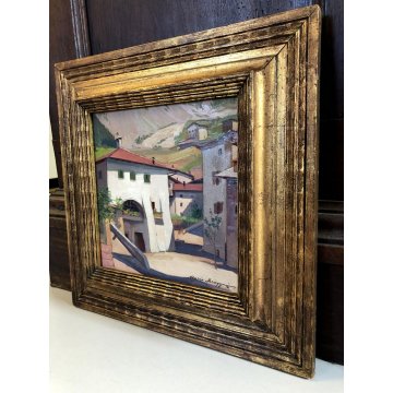 ANTICO QUADRO DIPINTO OLIO Mario Broggi PAESAGGIO MONTANO Molveno Trento 1931