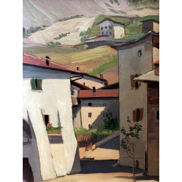 ANTICO QUADRO DIPINTO OLIO Mario Broggi PAESAGGIO MONTANO Molveno Trento 1931