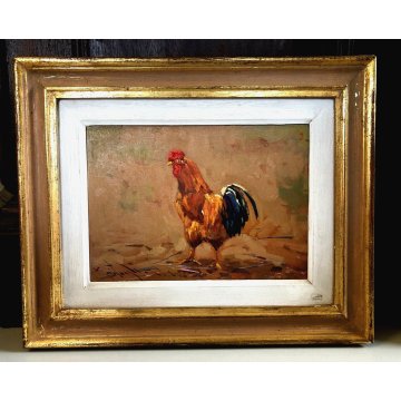 QUADRO DIPINTO OLIO Guidugli Renzo Gallo Livornese TOSCANA POST-MACCHIAIOLO '900