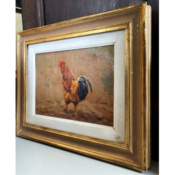 QUADRO DIPINTO OLIO Guidugli Renzo Gallo Livornese TOSCANA POST-MACCHIAIOLO '900