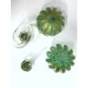 COPPIA Vanity Bottle VETRO MURANO Barovier&Toso TRASPARENTE VERDE FOGLIA ORO '40