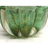 COPPIA Vanity Bottle VETRO MURANO Barovier&Toso TRASPARENTE VERDE FOGLIA ORO '40