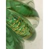 COPPIA Vanity Bottle VETRO MURANO Barovier&Toso TRASPARENTE VERDE FOGLIA ORO '40
