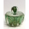 COPPIA Vanity Bottle VETRO MURANO Barovier&Toso TRASPARENTE VERDE FOGLIA ORO '40