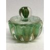 COPPIA Vanity Bottle VETRO MURANO Barovier&Toso TRASPARENTE VERDE FOGLIA ORO '40