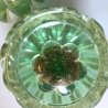 COPPIA Vanity Bottle VETRO MURANO Barovier&Toso TRASPARENTE VERDE FOGLIA ORO '40