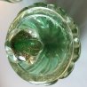 COPPIA Vanity Bottle VETRO MURANO Barovier&Toso TRASPARENTE VERDE FOGLIA ORO '40
