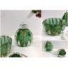 COPPIA Vanity Bottle VETRO MURANO Barovier&Toso TRASPARENTE VERDE FOGLIA ORO '40