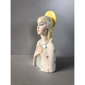 MADONNA ANTICA SCULTURA BUSTO CERAMICA POLICROMA Lenci  15 cm/h TORINO ANNI '40