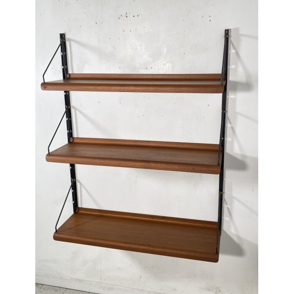 LIBRERIA TRITTICO MENSOLE ETAGERE DESIGN ANNI 70 CONSOLE LEGNO FERRO VINTAGE