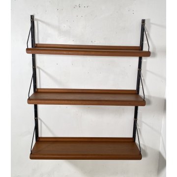 LIBRERIA TRITTICO MENSOLE ETAGERE DESIGN ANNI 70 CONSOLE LEGNO FERRO VINTAGE
