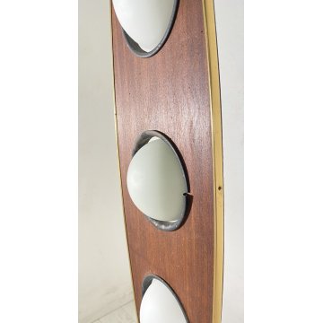 LAMPADA DA TERRA PIANTANA ANNI 70 GOFFREDO REGGIANI DESIGN LEGNO OTTONE 3 LUCI