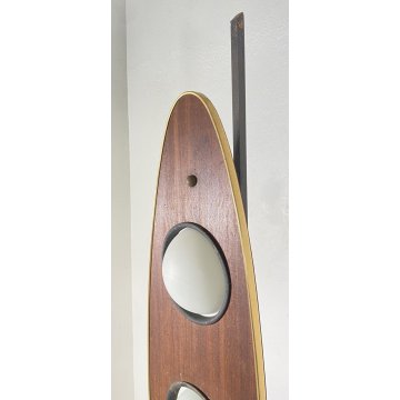 LAMPADA DA TERRA PIANTANA ANNI 70 GOFFREDO REGGIANI DESIGN LEGNO OTTONE 3 LUCI