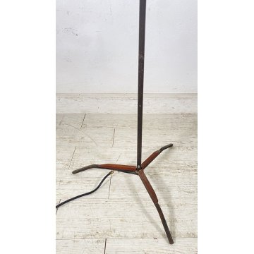 LAMPADA DA TERRA PIANTANA ANNI 70 GOFFREDO REGGIANI DESIGN LEGNO OTTONE 3 LUCI