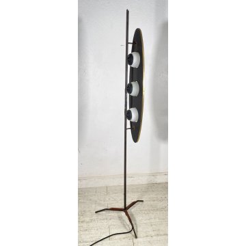 LAMPADA DA TERRA PIANTANA ANNI 70 GOFFREDO REGGIANI DESIGN LEGNO OTTONE 3 LUCI