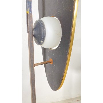 LAMPADA DA TERRA PIANTANA ANNI 70 GOFFREDO REGGIANI DESIGN LEGNO OTTONE 3 LUCI