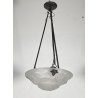LAMPADARIO DEGUE MADE IN FRANCE ART DECO FIRMATO ANNI 30 LAMP CIOTOLA VETRO OLD