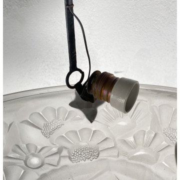 LAMPADARIO DEGUE MADE IN FRANCE ART DECO FIRMATO ANNI 30 LAMP CIOTOLA VETRO OLD