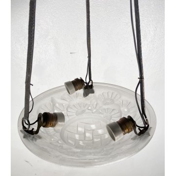 LAMPADARIO DEGUE MADE IN FRANCE ART DECO FIRMATO ANNI 30 LAMP CIOTOLA VETRO OLD