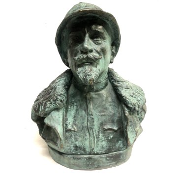 ANTICA SCULTURA BRONZO  BUSTO Cesare Battisti FIRMATA "Calvi" FONDERIA MBM Monza