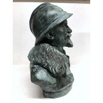ANTICA SCULTURA BRONZO  BUSTO Cesare Battisti FIRMATA "Calvi" FONDERIA MBM Monza