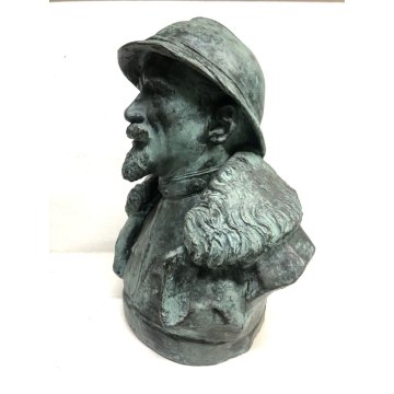 ANTICA SCULTURA BRONZO  BUSTO Cesare Battisti FIRMATA "Calvi" FONDERIA MBM Monza