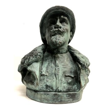 ANTICA SCULTURA BRONZO  BUSTO Cesare Battisti FIRMATA "Calvi" FONDERIA MBM Monza