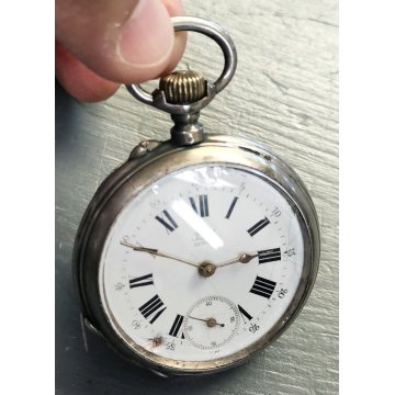 ANTICO OROLOGIO Pateck Geneve TASCA ARGENTO epoca 900 OLD SILVER POCKET WATCH