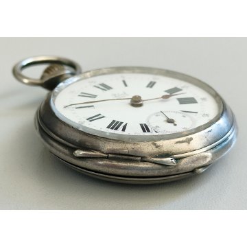 ANTICO OROLOGIO Pateck Geneve TASCA ARGENTO epoca 900 OLD SILVER POCKET WATCH