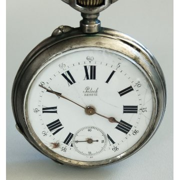 ANTICO OROLOGIO Pateck Geneve TASCA ARGENTO epoca 900 OLD SILVER POCKET WATCH