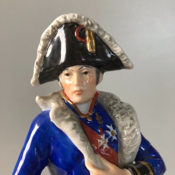 ANTICA FIGURA CERAMICA AK Kaiser SOLDATO NAPOLEONICO DIVISA MILITARE 20, cm/h