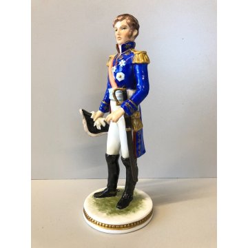 ANTICA FIGURA CERAMICA AK Kaiser SOLDATO NAPOLEONICO Marschall Lannes 19,5 cm/h