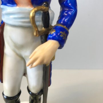 ANTICA FIGURA CERAMICA AK Kaiser SOLDATO NAPOLEONICO Marschall Lannes 19,5 cm/h