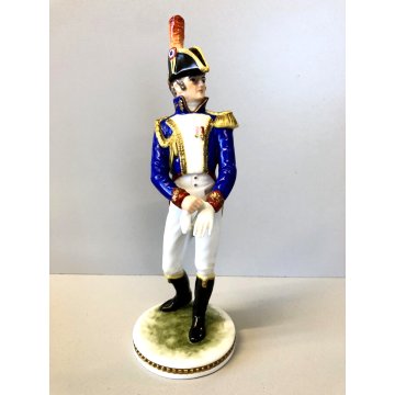 ANTICA FIGURA CERAMICA AK Kaiser SOLDATO NAPOLEONICO Gen. Gouvion Saint Cyr 22cm