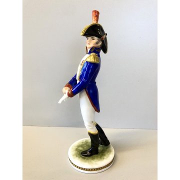 ANTICA FIGURA CERAMICA AK Kaiser SOLDATO NAPOLEONICO Gen. Gouvion Saint Cyr 22cm