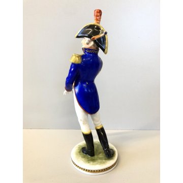 ANTICA FIGURA CERAMICA AK Kaiser SOLDATO NAPOLEONICO Gen. Gouvion Saint Cyr 22cm