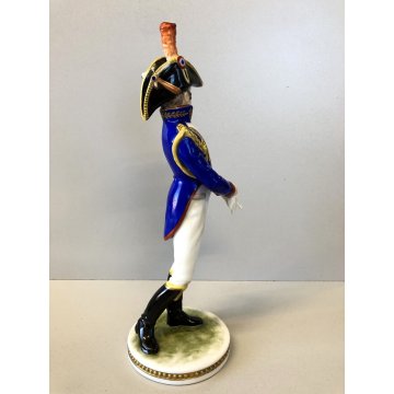 ANTICA FIGURA CERAMICA AK Kaiser SOLDATO NAPOLEONICO Gen. Gouvion Saint Cyr 22cm