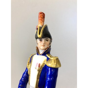 ANTICA FIGURA CERAMICA AK Kaiser SOLDATO NAPOLEONICO Gen. Gouvion Saint Cyr 22cm