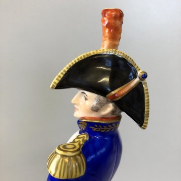 ANTICA FIGURA CERAMICA AK Kaiser SOLDATO NAPOLEONICO Gen. Gouvion Saint Cyr 22cm
