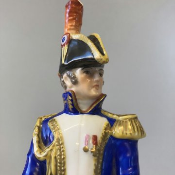 ANTICA FIGURA CERAMICA AK Kaiser SOLDATO NAPOLEONICO Gen. Gouvion Saint Cyr 22cm