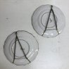 COPPIA PIATTO PARATA CERAMICA Ars Deruta DECORO CERVO BIANCO NERO SIENA VINTAGE