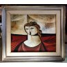 GRANDE QUADRO OLIO TELA Vittorio Maria Di Carlo FIGURA RITRATTO CUBISTA '76