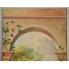 GRANDE Trompe d'oeil 274x124 cm DIPINTO PAESAGGIO CAVALLI colonne ARCO cane 1993