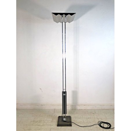 LAMPADA DA TERRA PIANTANA NEON ACCIAIO POST-MODERN DESIGN MADE in ITALY ANNI 80