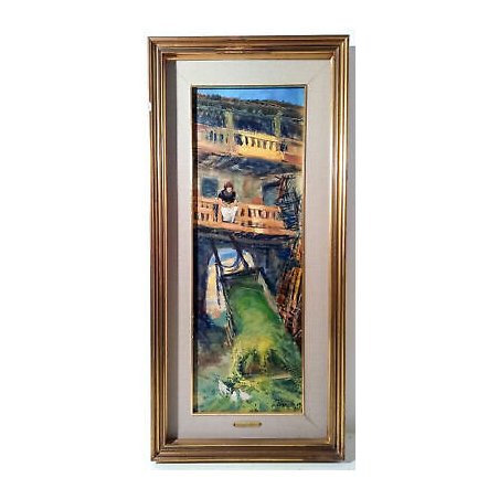 DIPINTO GIOVANETTI DA CORREGGIO QUADRO OLIO MONTECOLINO BOARIO CONTADINO CARRO