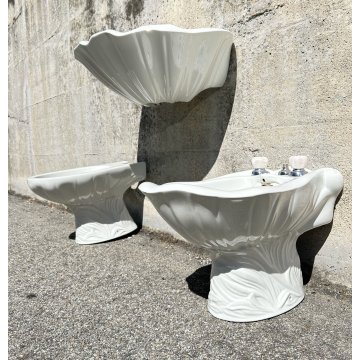 SET SANITARI ANTONIA CAMPI LAVENITE SCI LAVENO MODELLO CONCHIGLIA 1960 CERAMICA